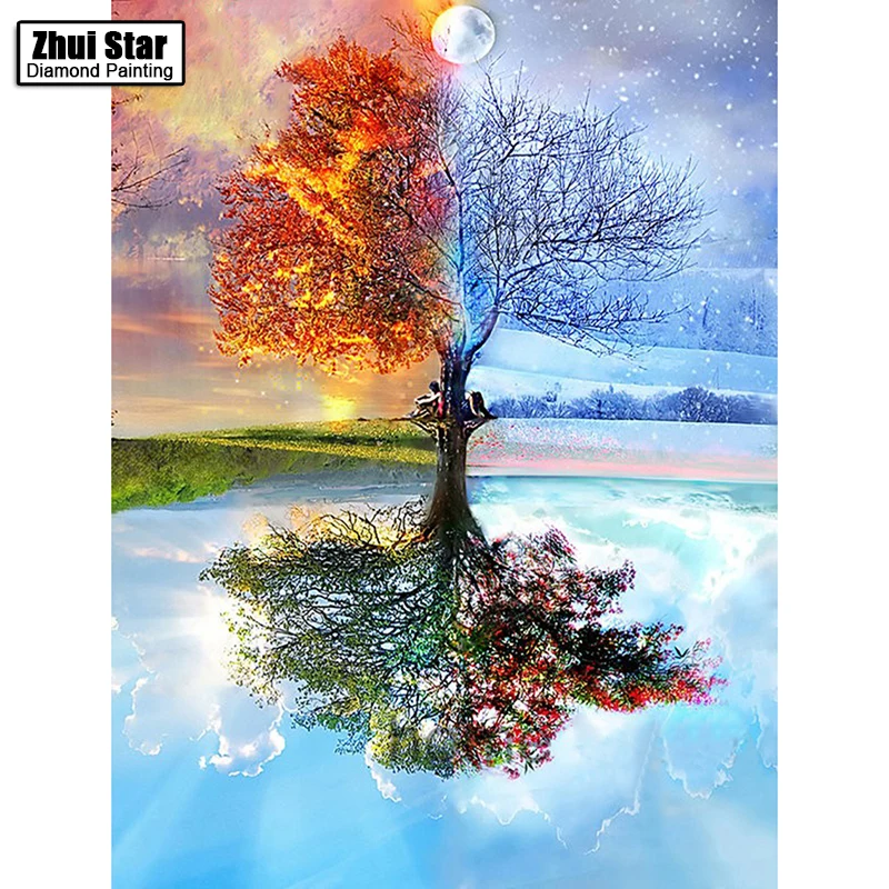 

100% Full DIY 5D Diamond Painting Seasons Tree Cross Stitch Diamond Embroidery Patterns rhinestones Diamond Mosaic bk