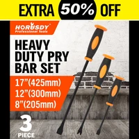 horusdy 3pcs pry bar set crowbar tool heavy duty crowbar strike cap nail puller chisel car repair tool remover removal hand tool