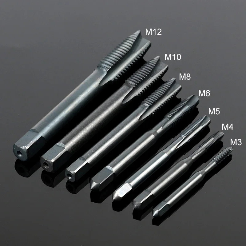 7PCS Nitride High Speed Steel Thread Metric Plug Tap Drill Bits HSS6542 Spiral Pointed Machine Hand Screw Taps Set | Инструменты