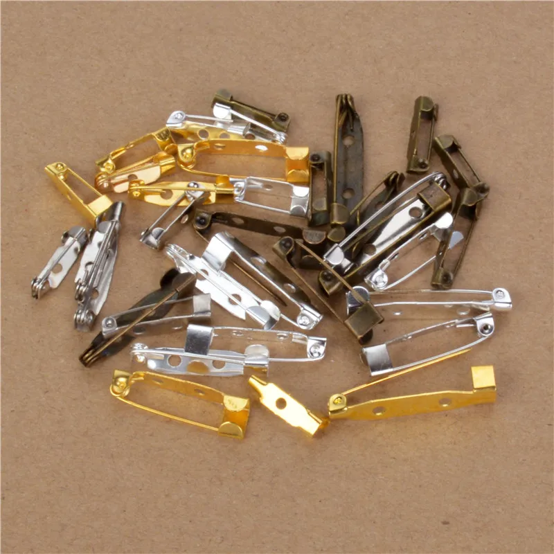 

40Pcs Brooch Base Back Bar Pins Findings Jewelry Making Handmade DIY Gifts For Women Men White K Tone Iron Metal