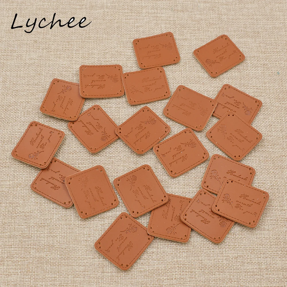 Lychee 20 штук 4 1*3 6 см ретро коричневый синтетическая искусственная кожа этикетка