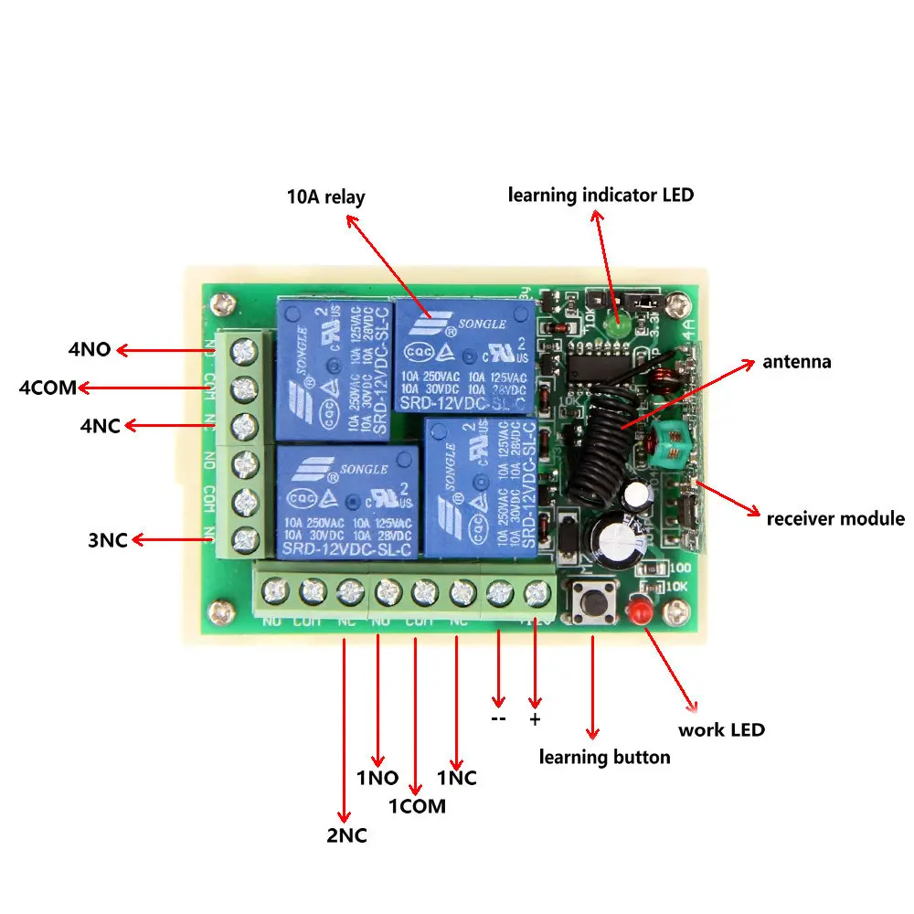 4 канальный радиочастотный беспроводной переключатель системы дистанционного