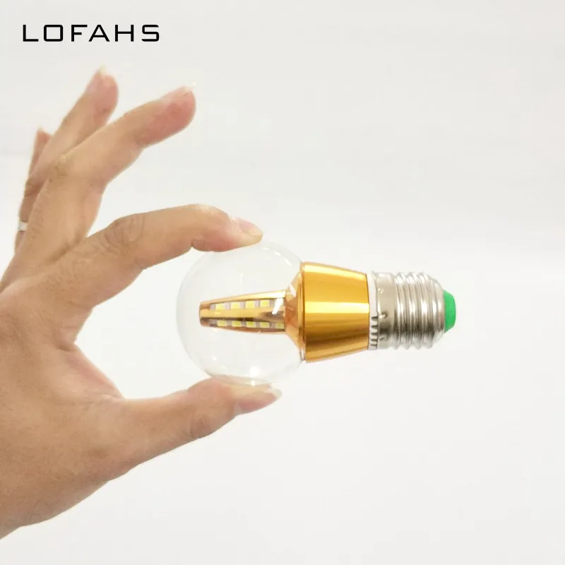 LOFAHS высокая яркость светодиодный лампа E27 резьбовых соединений 3,2 W светодиодный светильник Стекло шарика 220V 110V с большим числом значений напряжения для внутреннего освещения