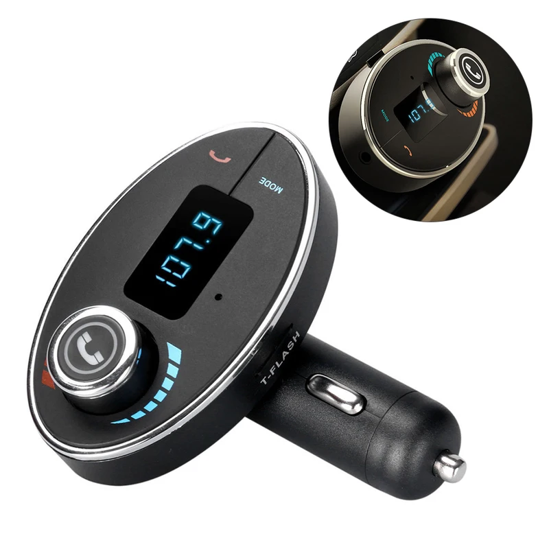 Автомобильный комплект Bluetooth с круглым рисунком ЖК дисплей FM передатчик