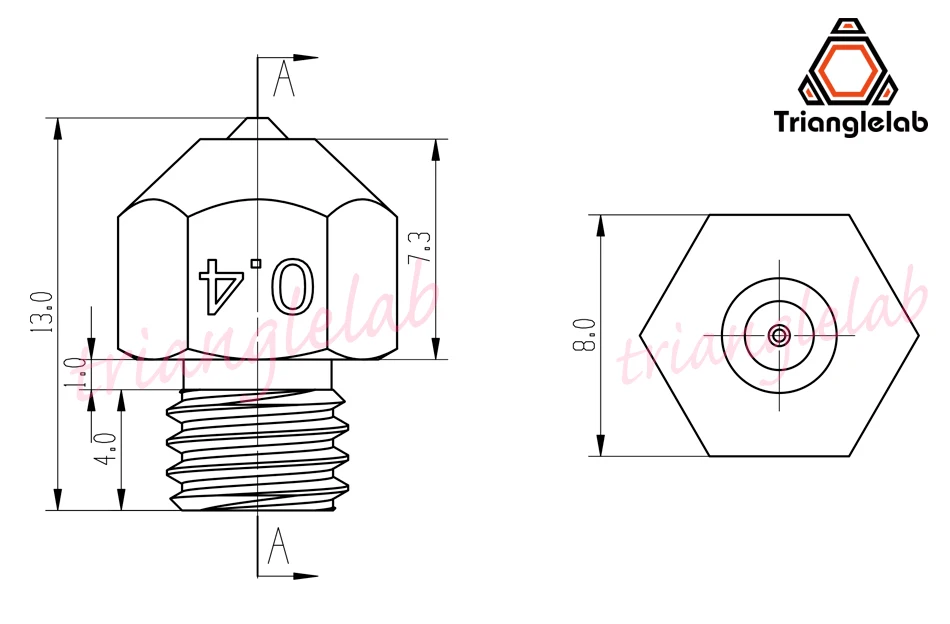 trianglelab MK8 Plated Copper ruby nozzle Ultra high temperature Compatible with special materials PETG ABS PEI PEEK NYLON