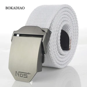 Imported BOKADIAO Men&Women Military Canvas belt luxury Metal buckle jeans belt White Army tactical belts for