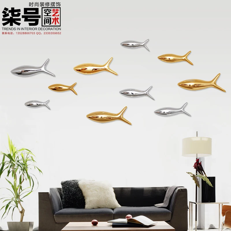 Стены лобби украшены рыбы гостиной диван Настенные фотообои вешалки трехмерное