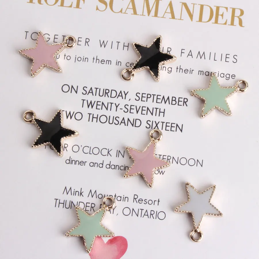 

50 шт./лот, цинковый сплав, эмаль, звезда, капли масла, подвески, подвеска для ожерелья, браслета, сделай сам, женские модные ювелирные аксессуа...