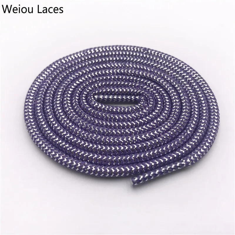 638 Silver-Purple Weiou блестящие волнистые золотистые, серебристые, металлические шнурки, круглые шнурки для обуви, черные, белые, Ropelace, блестящие женские шнурки для тренировок - Цвет: 638 Silver-Purple