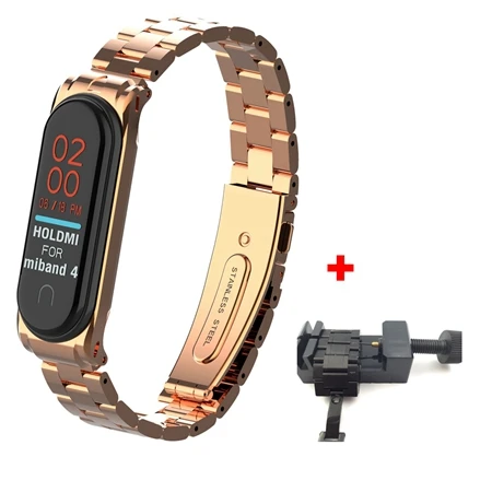 Steel rose ad tool YUEDAER mi Band 4 металлический ремешок для Xiaomi mi Band 4 ремешок браслет из нержавеющей стали mi Band 4 ремешки на запястье mi lanese Loop mi Band 4 - Цвет: Steel rose ad tool