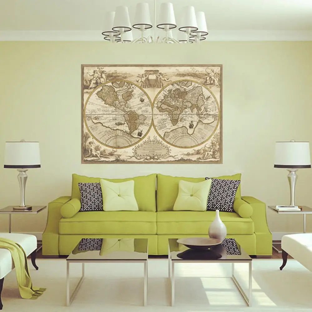 Новое поступление винтажный стиль ретро Карта мира настенная наклейка постер