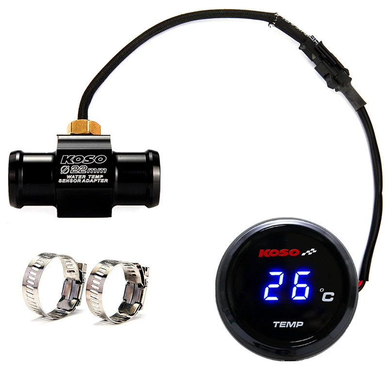 Temperatur-Blue-22mm Гоночный мотоцикл круглый KOSO температура с датчиком Головкой Штекер температуры стол специальный датчик штекер температура воды адаптер 18 мм - Цвет: Temperatur-Blue-22mm