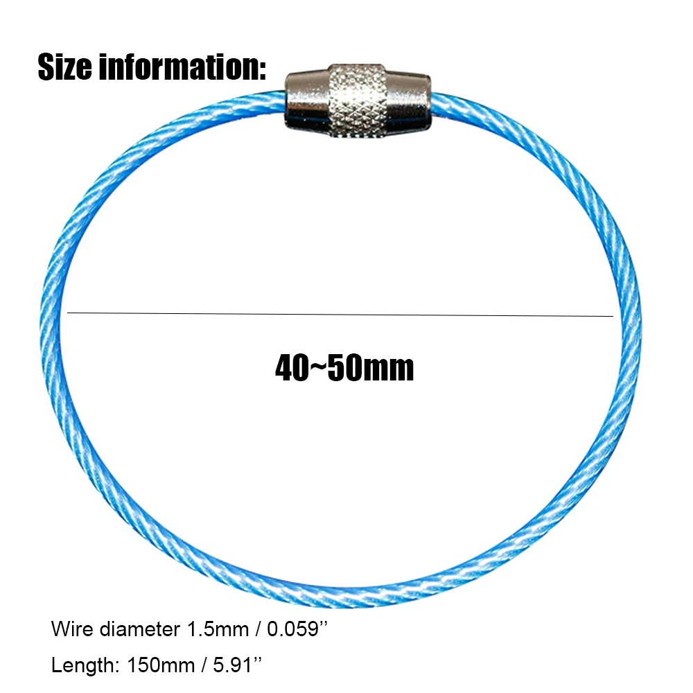 

10Pcs 150mm EDC Keychain Tag Rope Stainless Steel Wire Cable Loop Screw Lock Gadget Ring Key Keyring Circle Camp Hanging Tool