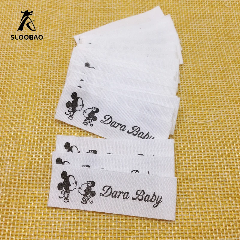 Бесплатная доставка этикетки из хлопка с принтом для одежды обуви сумок