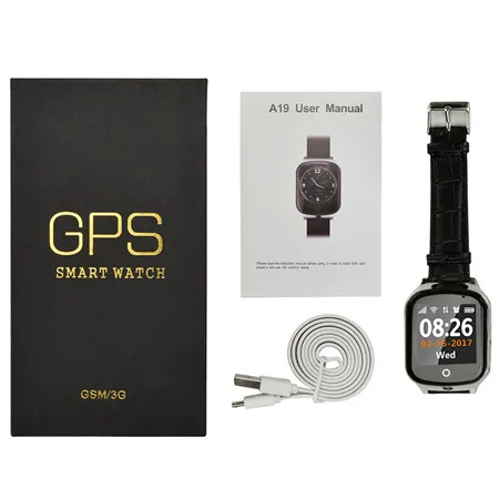 with box black A19 LBS gps Wi-Fi расположение 3g Смарт gps трекер SOS монитор вызовов для детей старшего возраста безопасность следа Поддержка часы с сим-картой часы - Цвет: with box black