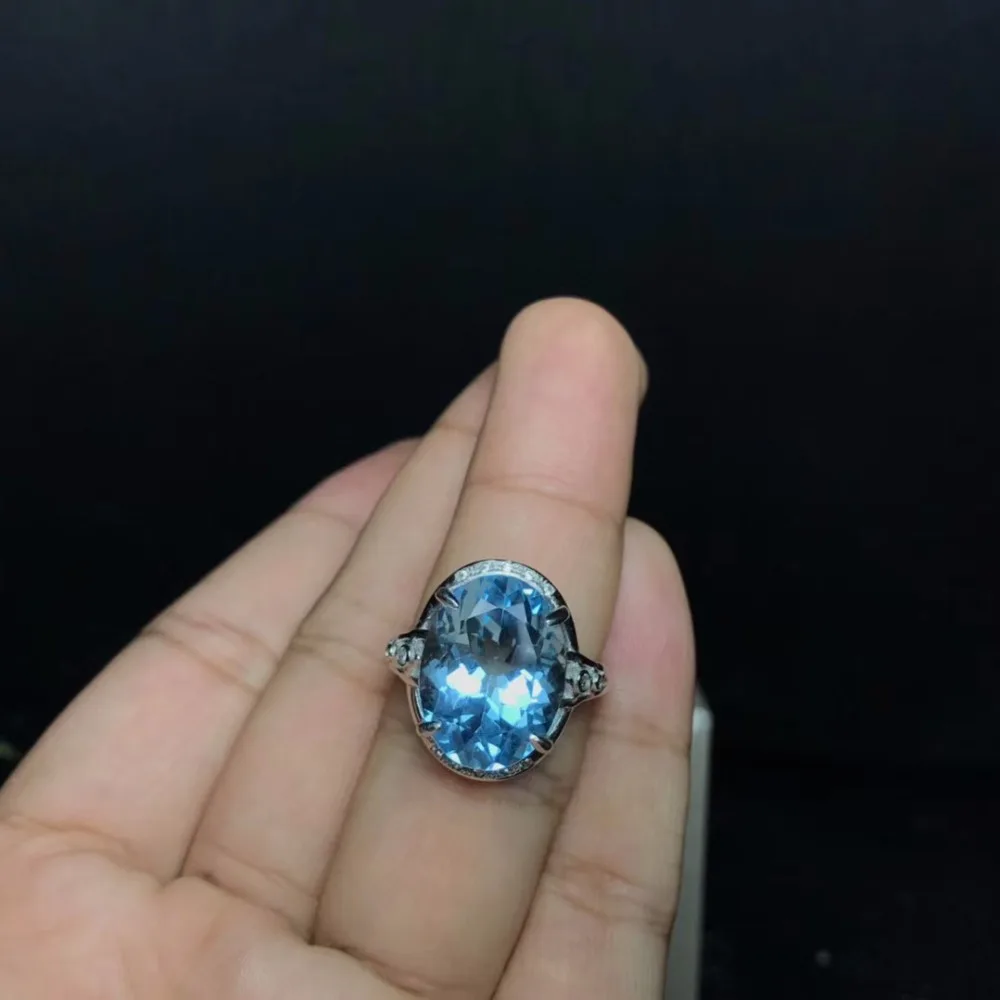 Кольцо с натуральным топазом 10 карат большой цвет драгоценных камней изысканное