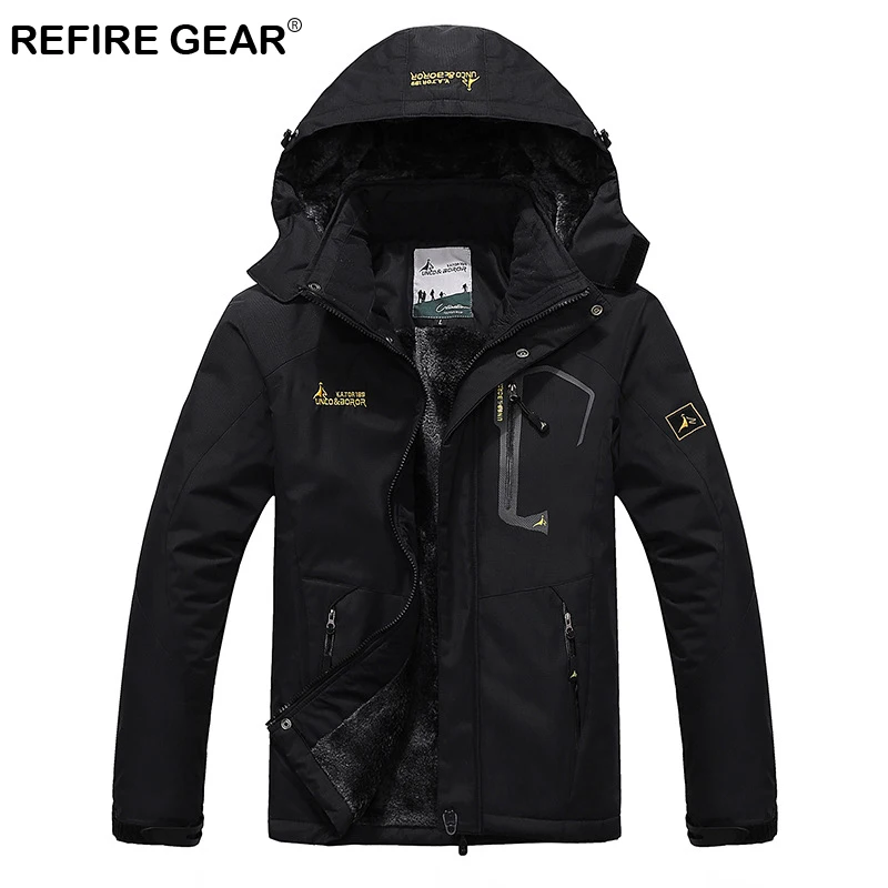 Refire gear Водонепроницаемая уличная спортивная походная куртка мужская зимняя теплая флисовая ветровка с капюшоном куртки для кемпинга лыжного спорта горные