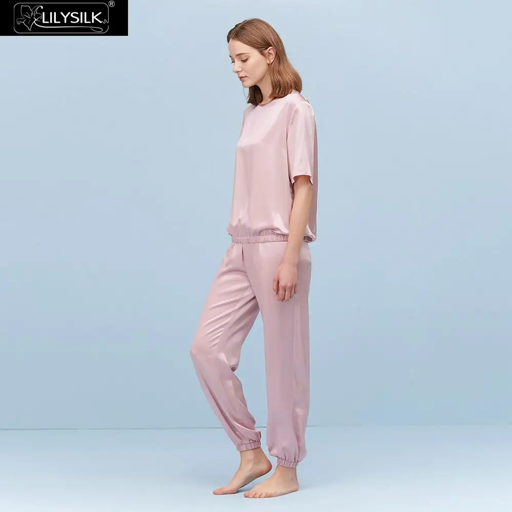 LilySilk шелковые пижамы набор 22 Momme с коротким рукавом Роскошные пижамы новые женские