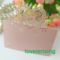 high quality 50pcs pink color laser cut place cards wedding name cards for wedding party table decoration