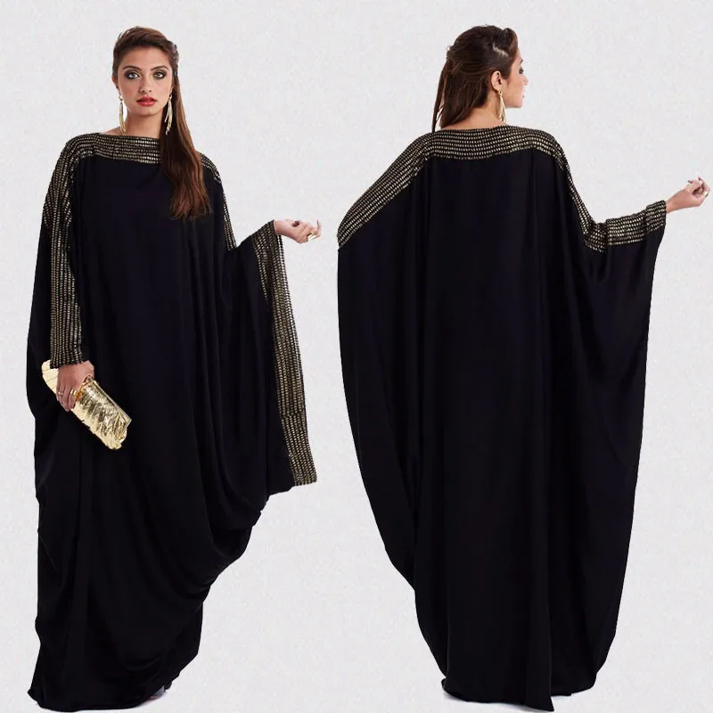 Арабское элегантное свободное abaya Дубай Vestidos кафтан исламское турецкое мусульманское длинное платье одежда женский черный Халат Femme Плюс Размер 6XL