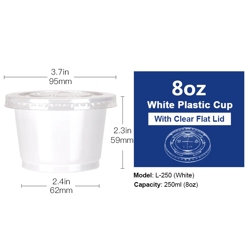 8oz white flat lid OTOR 50 шт 10 унций белый одноразовый пластиковый контейнер для хранения еды для салата десерта и фаст-фуда - Цвет: 8oz white flat lid