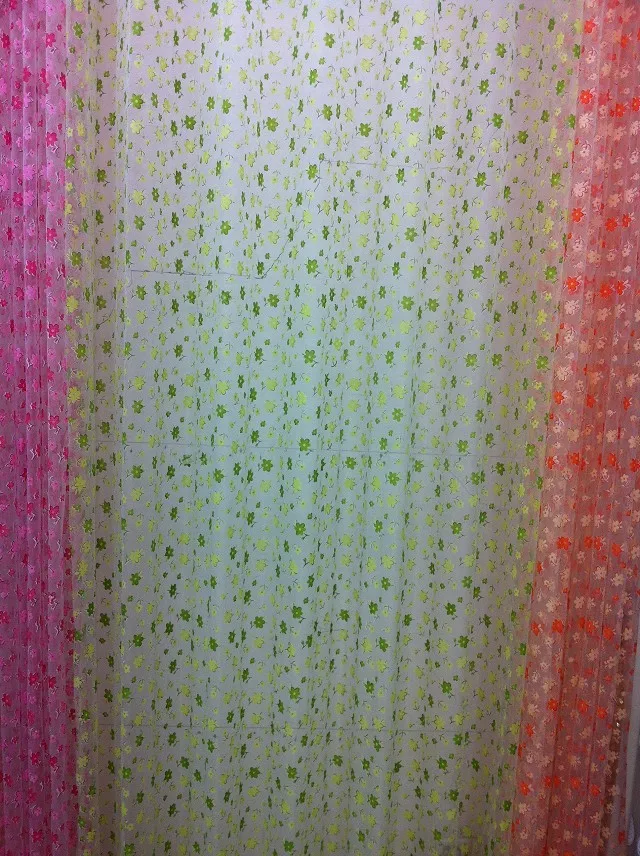 

CS 48 New Floral Voile Window Curtain fabric Sheer Panel Door Curtain fabric Beads Tassel Curtain fabric light custom diy