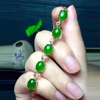 kjjeaxcmy fine jewelry 925 pure silver inlay natural hetian jasper female style bracelet four leaf clover simple curve chain