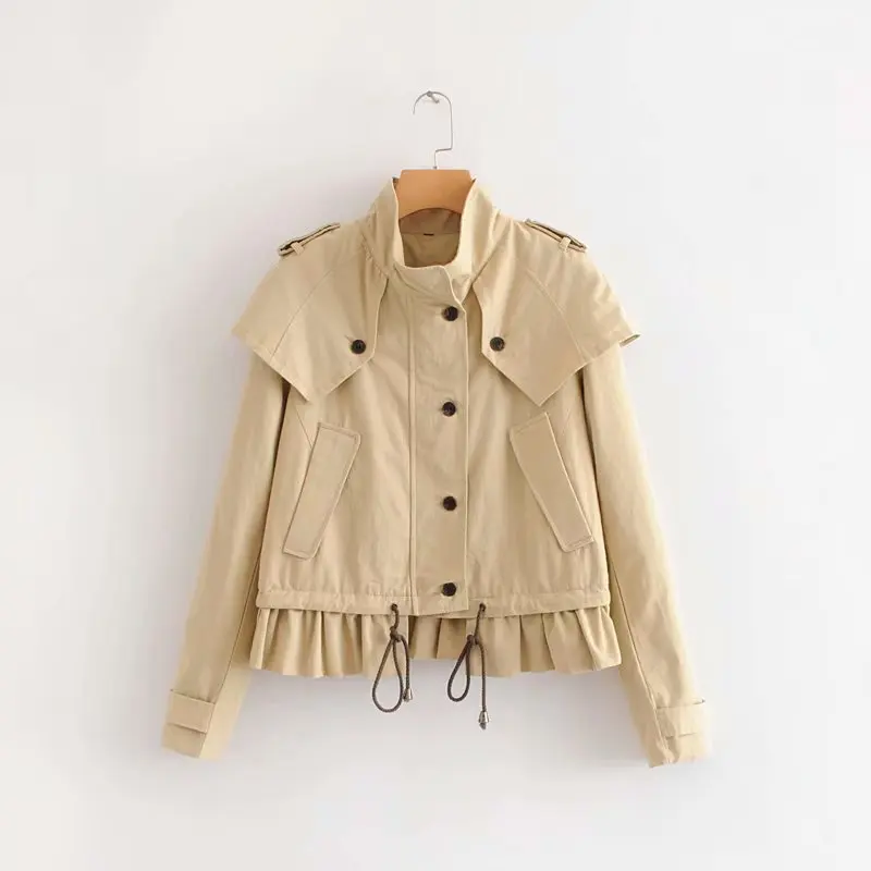LTD1198297 ELYB Новые однотонные куртки Женский плащ пальто леди стенд однобортный