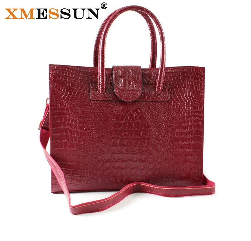 XMESSUN женская сумка из натуральной кожи большая через плечо с крокодиловым узором