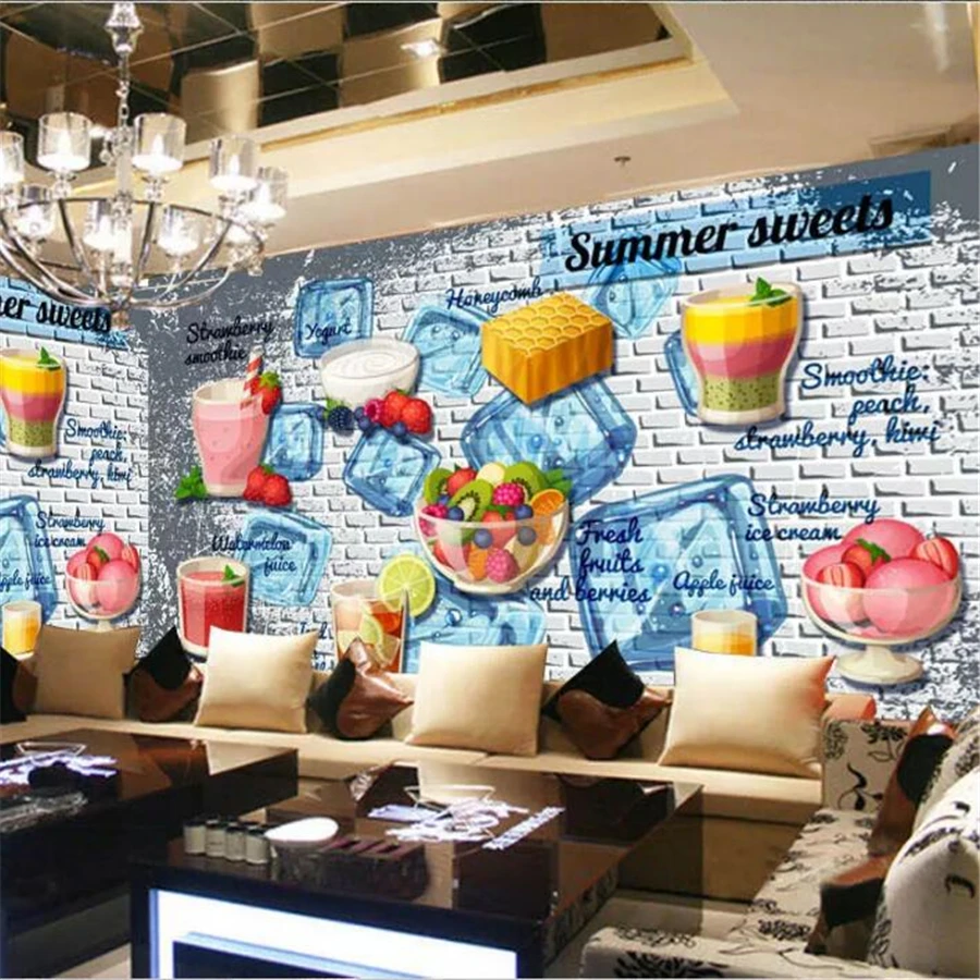 3d фотообои на заказ wellyu трехмерные фрески для холодных напитков магазина чая