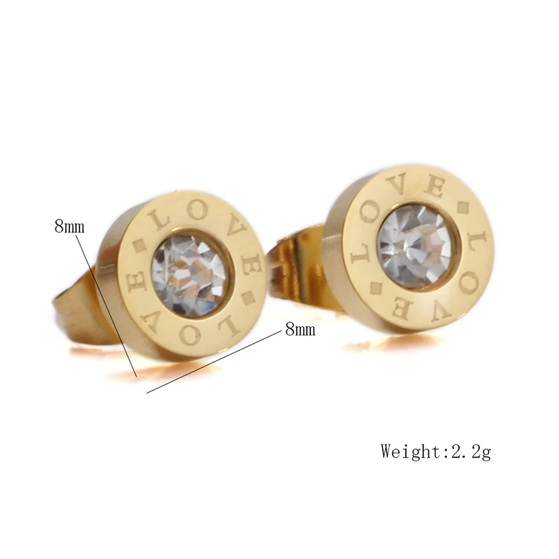 Серьги-гвоздики из нержавеющей стали для женщин серебряные золотые розовое