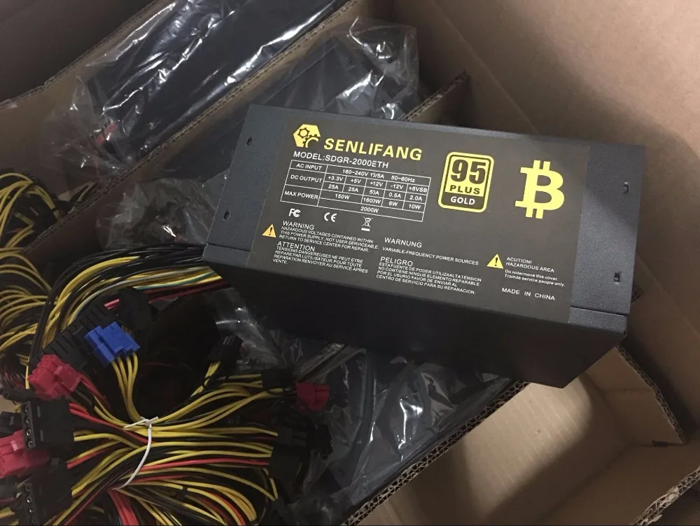 95 плюс золото Мощность 2000 W ATX12V V2.31 ETH монет горно Miner Питание активный pfc источник питания для antminer l3 эфириума S9 S7
