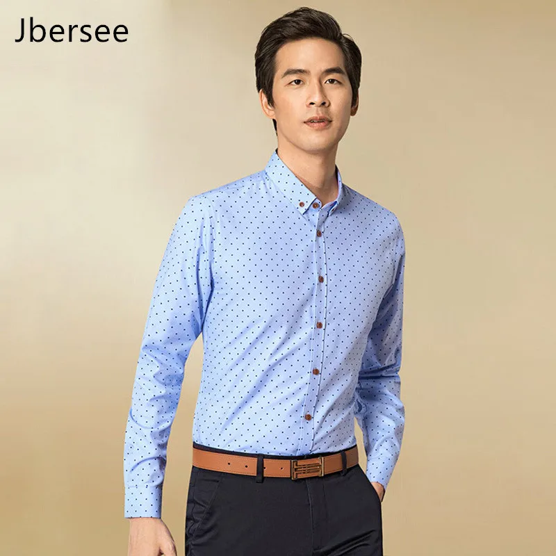 

New Spring Autumn Fashion Shirt Men Slim Fit Long Sleeve Men Shirt Polka Dot Casual Men Social Shirt Camisas Plus Size Masculino