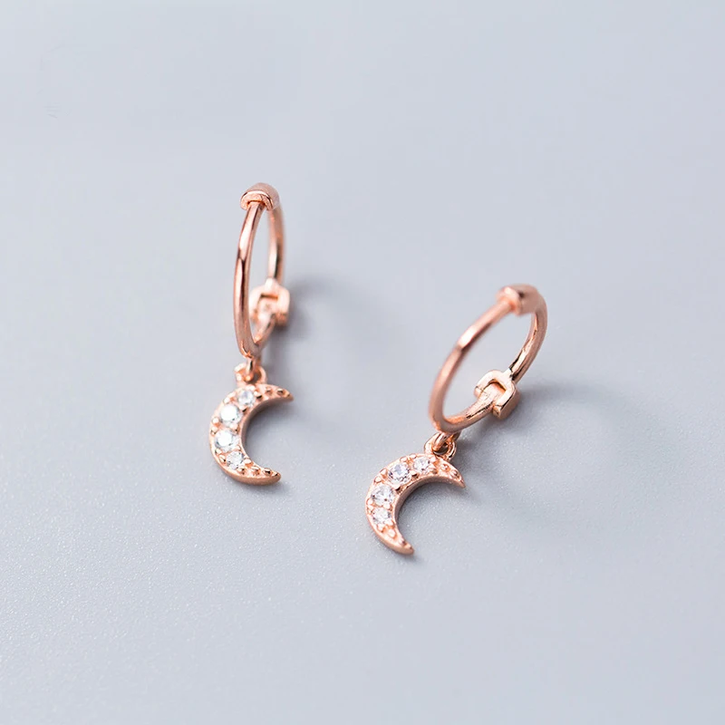 MloveAcc Fashion Серебро 925 пробы Moon CZ очаровательные серьги-кольца для женщин Стерлинговое Серебро-ювелирные изделия