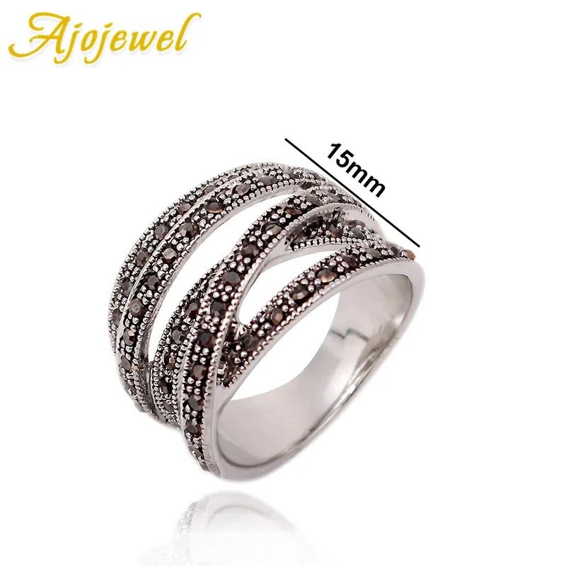 Ajojewel, топ, новинка, Античный кристалл, стразы, кольцо, многослойное, Ретро стиль, цвет, крест, двойные кольца, для женщин, палец, роскошная бижутерия