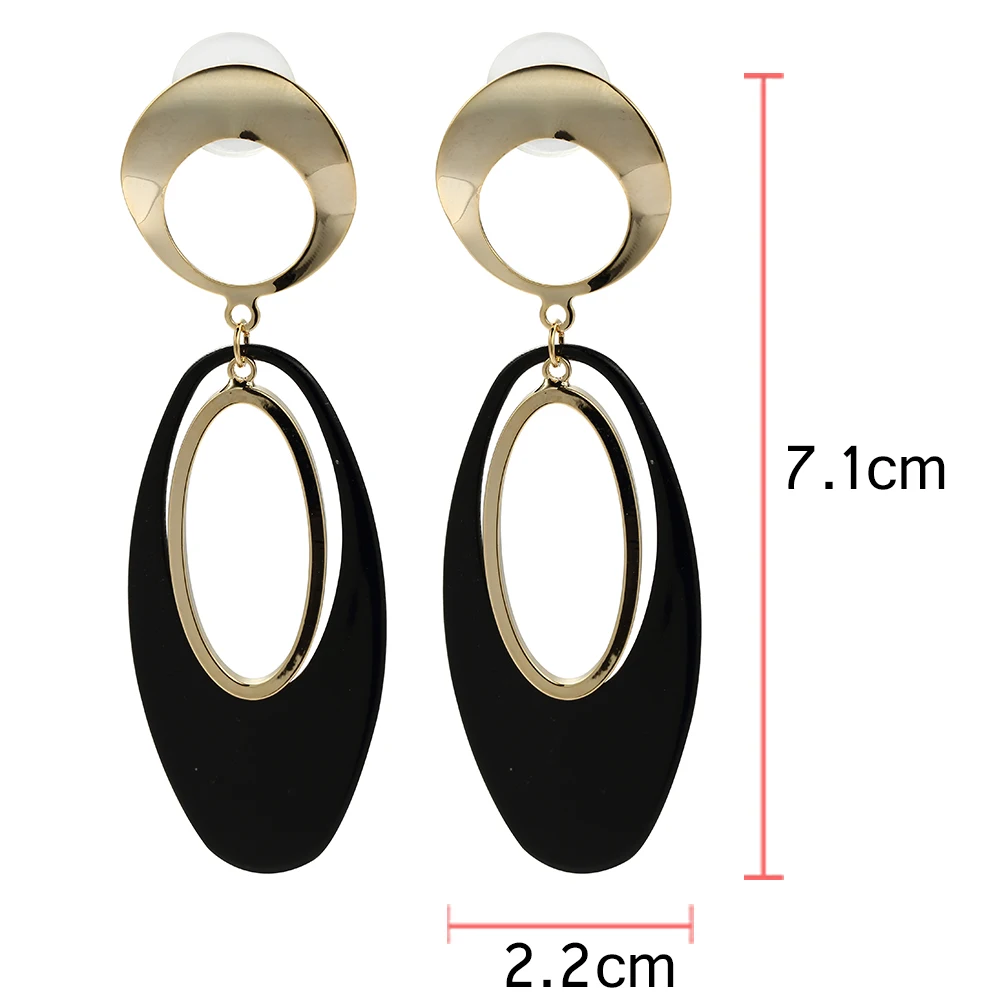 Женские длинные висячие серьги овальной формы из смолы и меди высокого