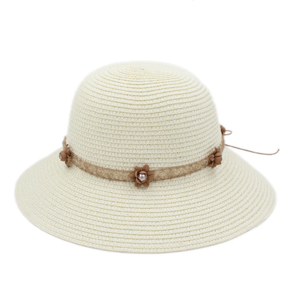Mistdawn Floppy Brim женская соломенная шляпа летняя пляжная уличная шляпа от солнца котелок w/Цветочная кружевная лента Hatband размер 56-58 см