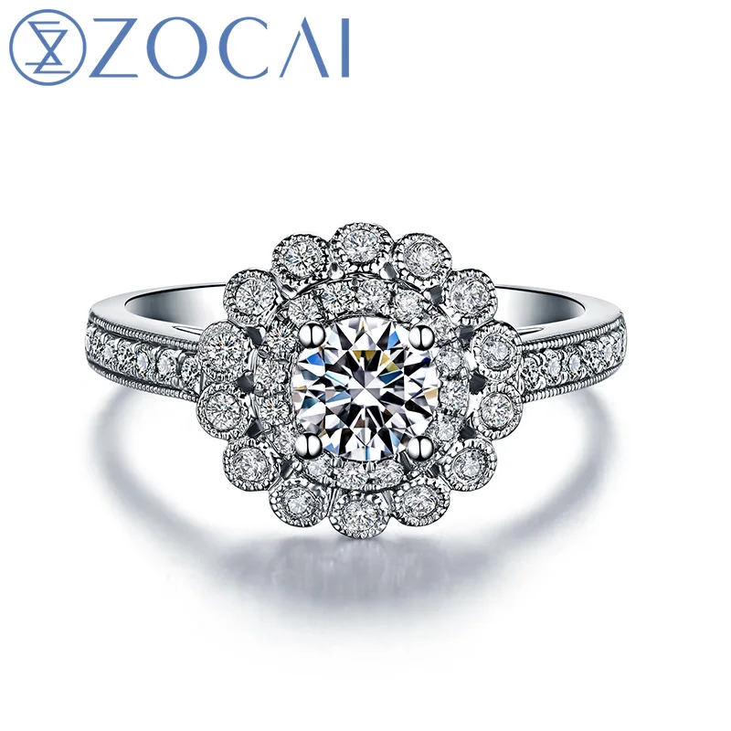 Кольцо ZOCAI из 100% натурального бриллианта 0 32 карата сертифицированное