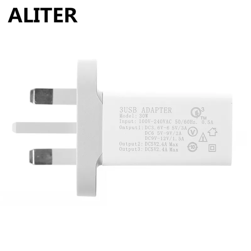 ALITER QC 3,0 30W быстрое зарядное устройство с 3 портами usb-хаб адаптер для настенного зарядного устройства EU US UK Plug