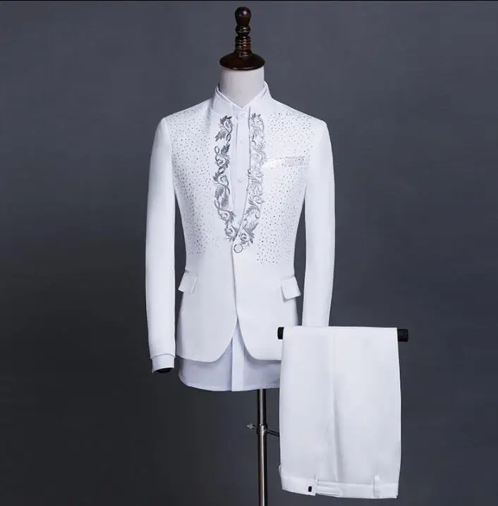 Костюм мужской с блестками и брюками приталенный Блейзер вечернее платье для