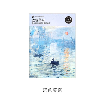 30sheet C 30 листов/набор, винтажные бумажные наклейки, Серия Blue Monet, скрапбукинг, канцелярские Ретро наклейки на клейкую этикетку, ежедневник, альбомы - Цвет: 30sheet C