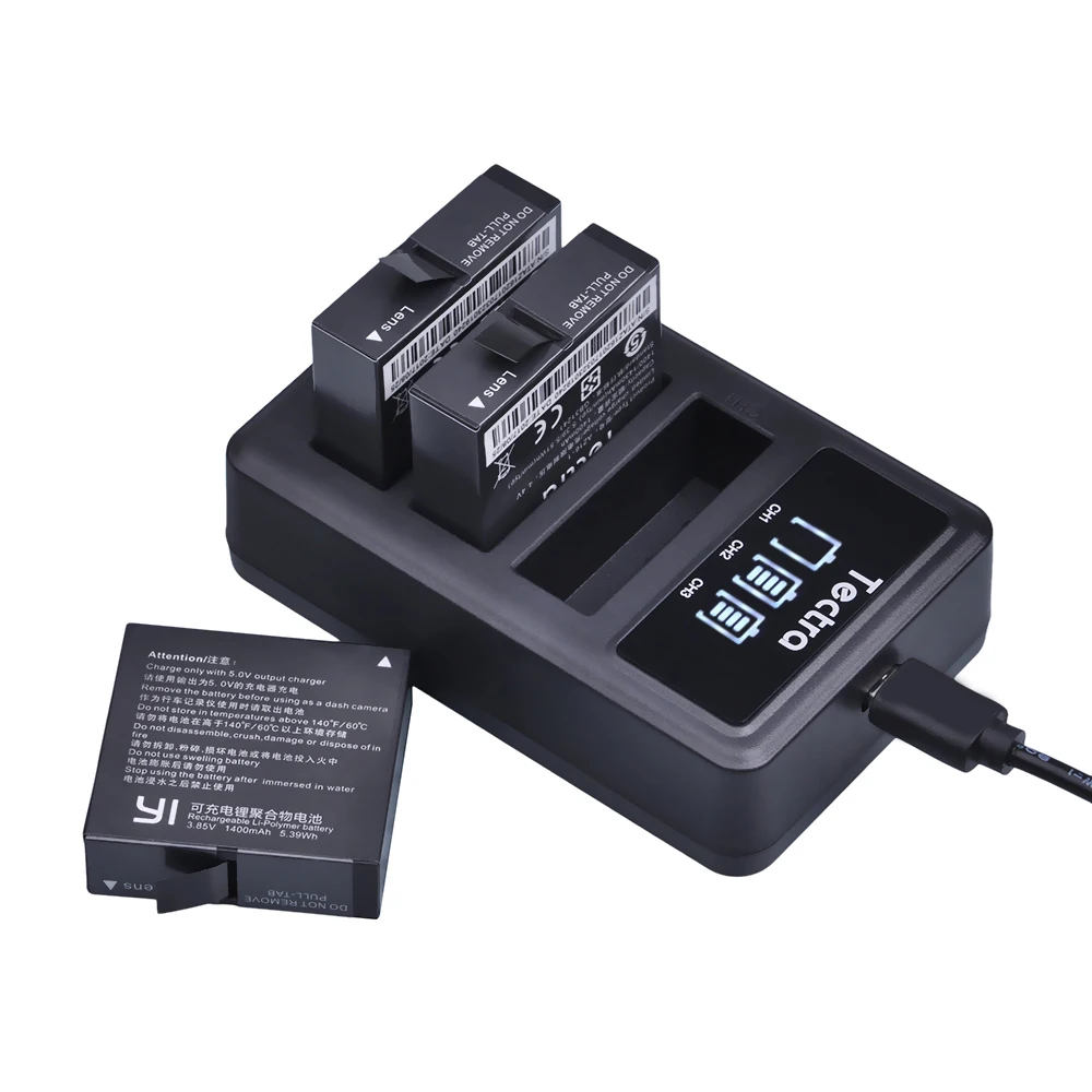 Tectra 6Pcs AZ16 1 1400mAh литий ионный аккумулятор для xiaomi yi + LED USB зарядное устройство с 3