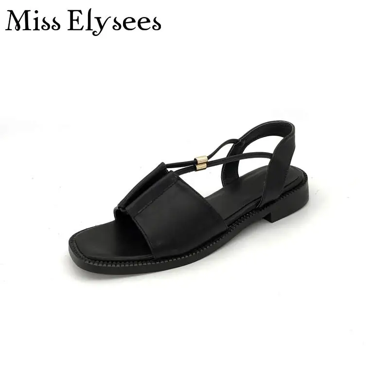 2017 star стиль женщины квартиры сандалии лето мягкой кожи площади toe скольжения на