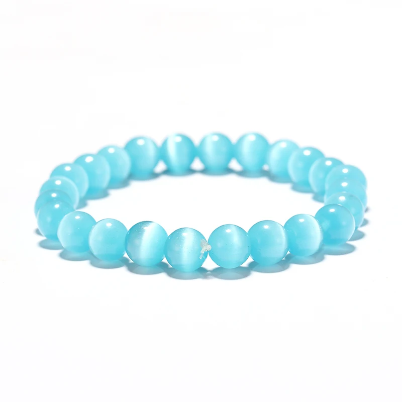 Light Blue Богемия 8 мм опал бусина, натуральный камень браслет для женщин Шарм 5 цветов Йога Braslet лучший друг женский ювелирный браслет Pulseras - Окраска металла: Light Blue