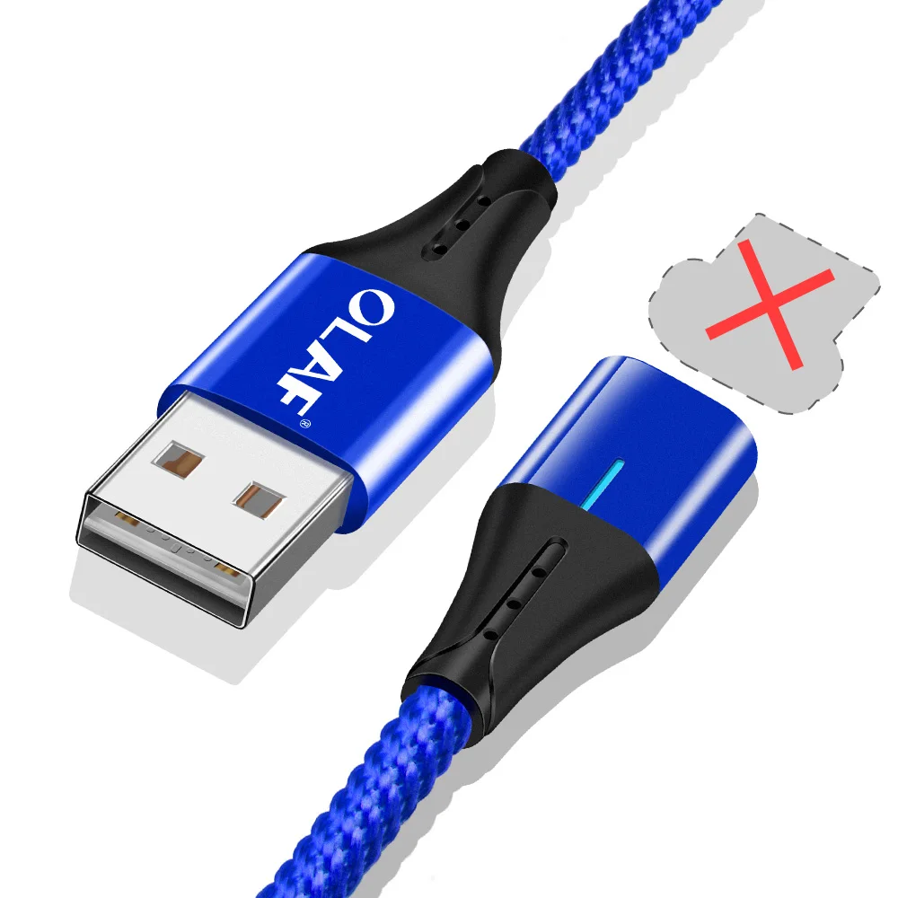 No plug Only Cable Олаф Быстрая зарядка 3,0 Магнитный двухсторонний светодиодный микро Тип usb C кабель для samsung S8 S9 плюс Зарядное устройство Шнур для Iphone X XR XS Max - Цвет: No plug Only Cable