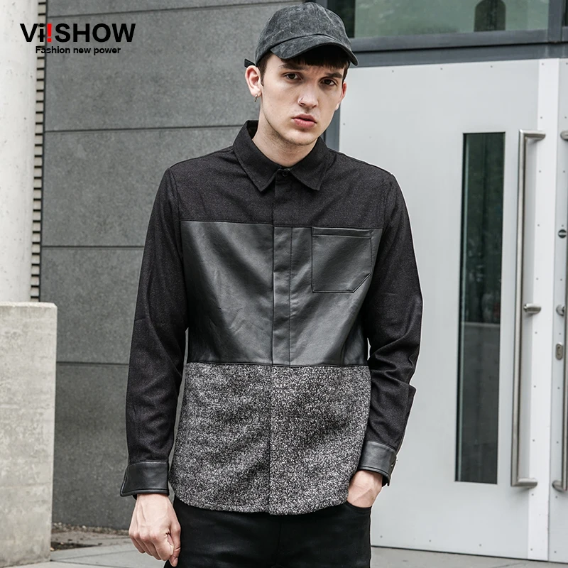 VIISHOW мужские мужская классическая рубашка с длинным рукавом хип хоп Slim Fit