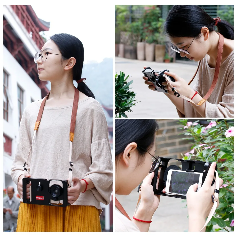 Ulanzi U-Rig металлический двойной захват смартфона видео Rig w Универсальный объектив микрофон светодиодный свет для прямого вещания Vlogging интервью