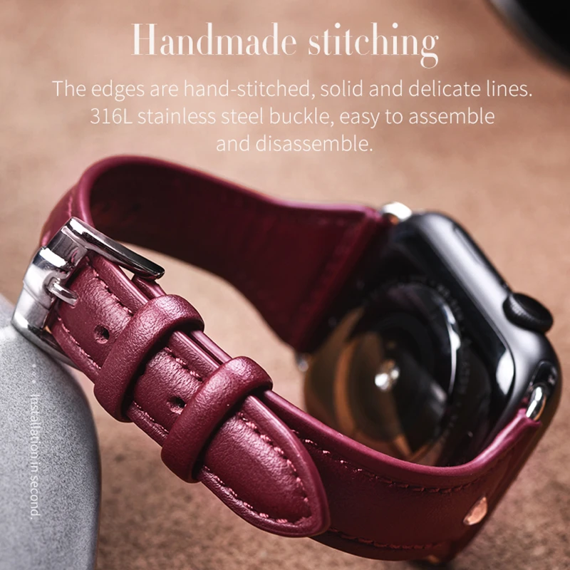 Ремешок Hoco из натуральной кожи для Apple watch SE браслет со стразами Iwatch series 6 5 4 3 2 1 38 мм