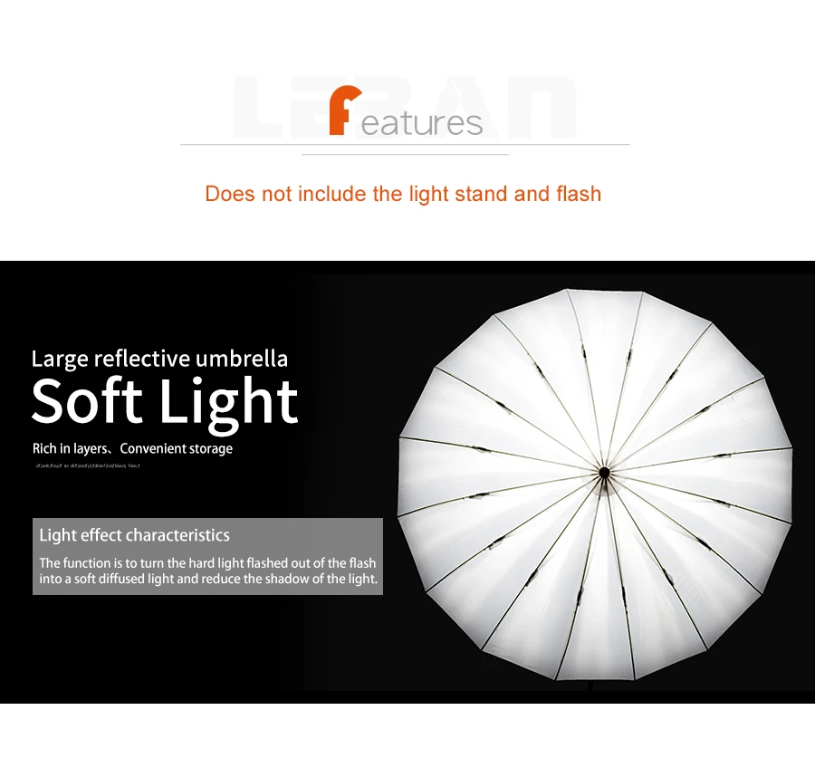 Godox Studio Photogrphy 70" / 178cm White Soft light Lighting Umbrella for Photo Studio with Large Diffuser Cover