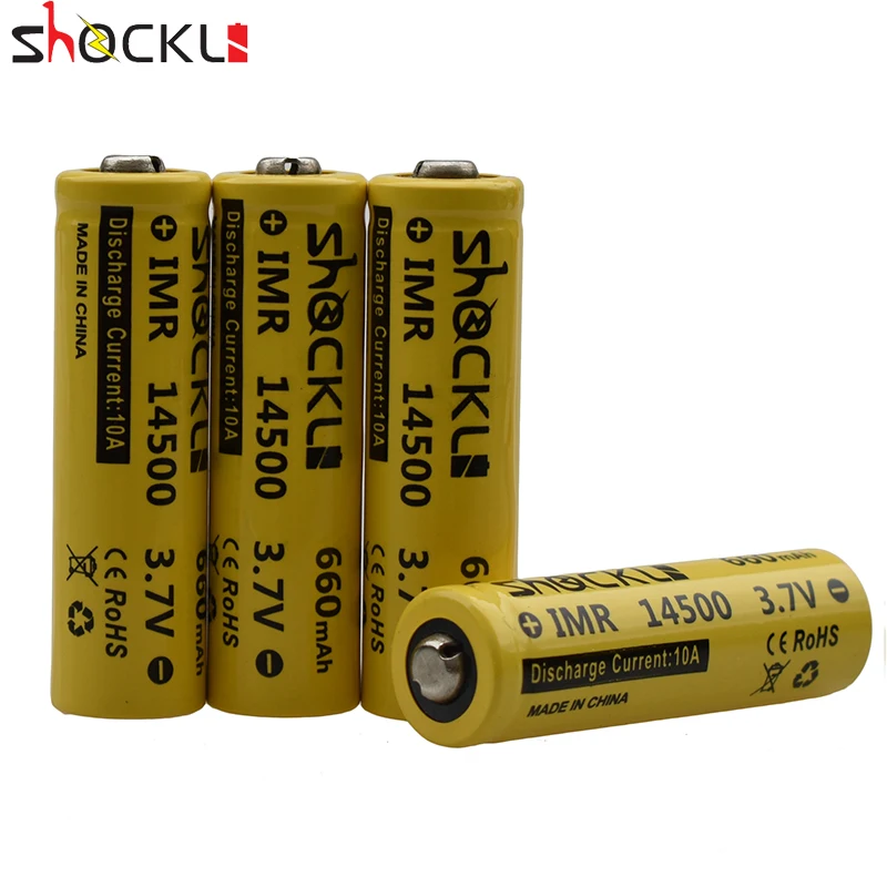 4 шт/много Shockli 14500 батарея 3 7 V 660mAh литий ионная аккумуляторная + батарейный блок
